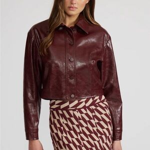 Lucy Paris Caleb Faux Leather Jacket in Burgundy